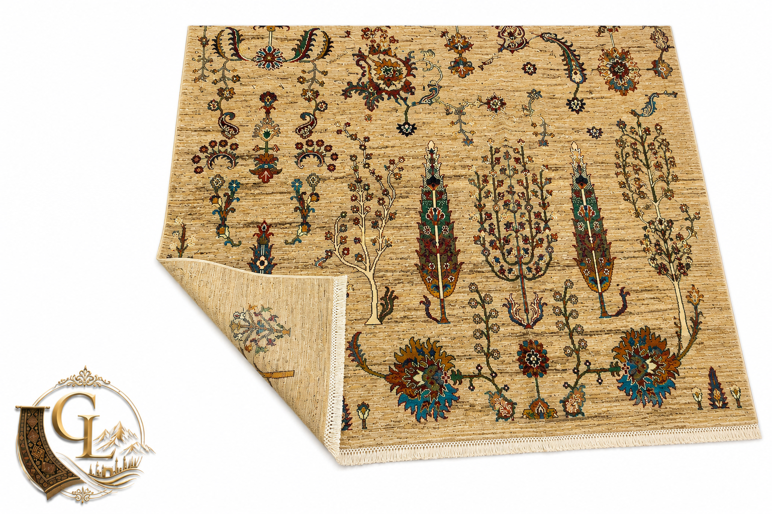 Chobi Tree of Life — Hand-Knotted Afghan Carpet | 240×301 cm