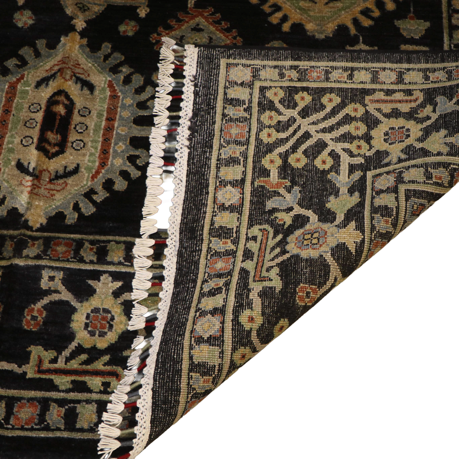 The Mazar-e-Sharif Vase Legacy highlighting its hand-knotted pattern, natural wool and artisan craftsmanship.