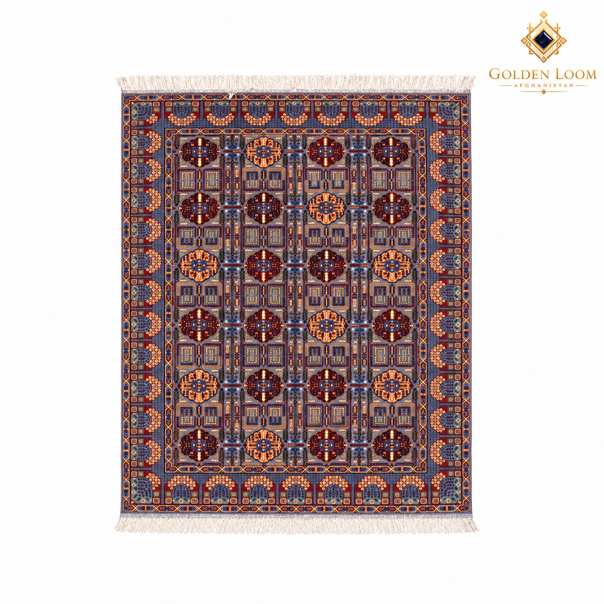 The Mazar-e-Sharif Gandum Legacy, a hand-knotted Afghan wool carpet shown in full.